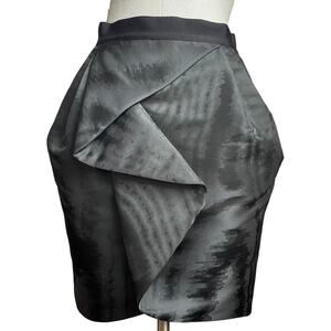 Women's Robert Rodriguez Black‎ Gray Taffeta High Waisted Tulip Hem Mini Skirt 4